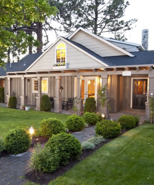 Cropped view of a house and lawn